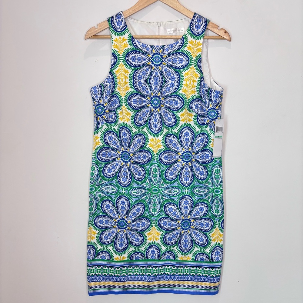 London Times Floral Preppy Colorful Shift Dress Size 8 New - B30